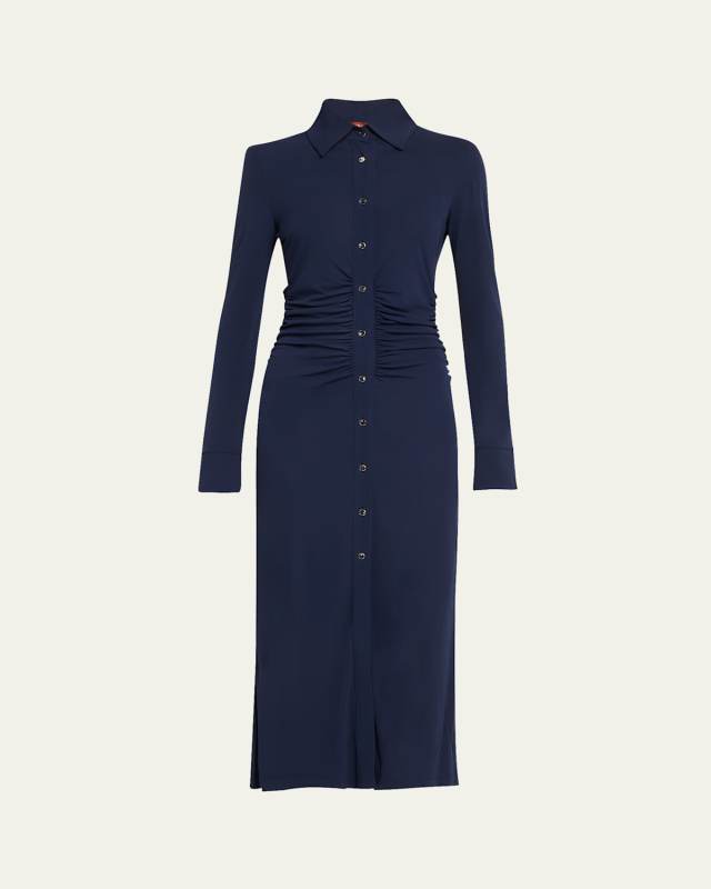 Claudia Midi Ruched Button Down Dress